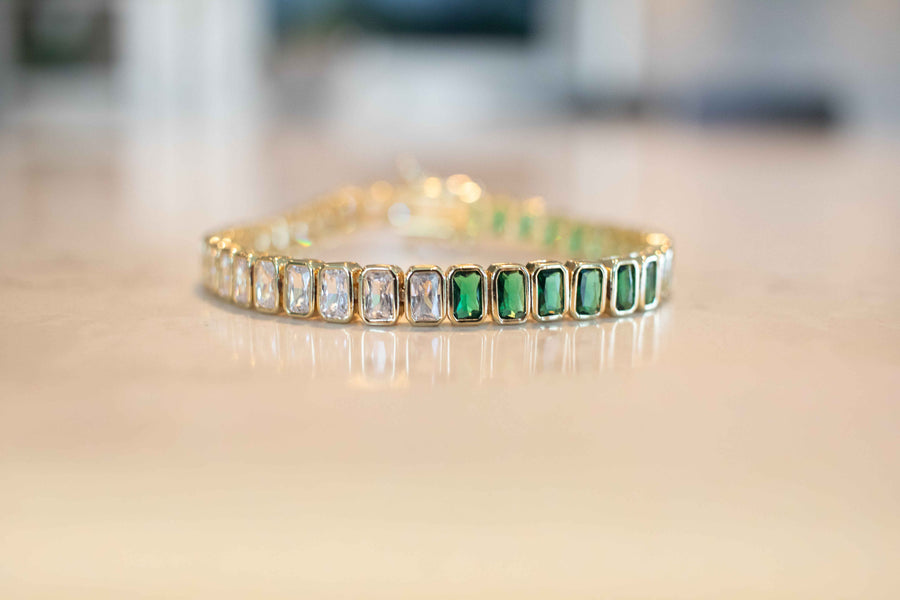 Half Emerald Baguette Tennis Bracelet