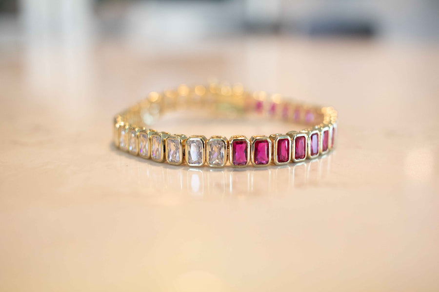 Half Ruby Baguette Tennis Bracelet Bracelet