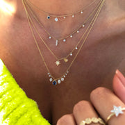Meira T 14kt Yellow Gold Diamond Textured Gold Starburst Dainty Necklace 18 inches adjustable