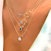 Yellow Gold Turquoise Dainty Necklace
