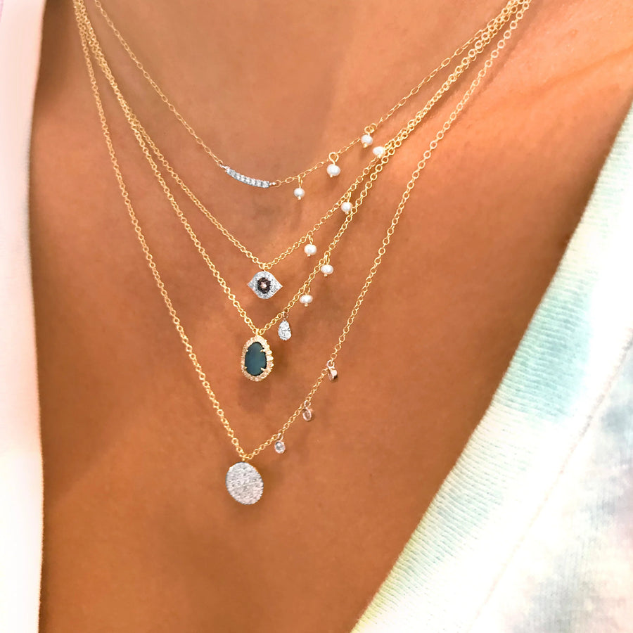 Yellow Gold Turquoise Dainty Necklace