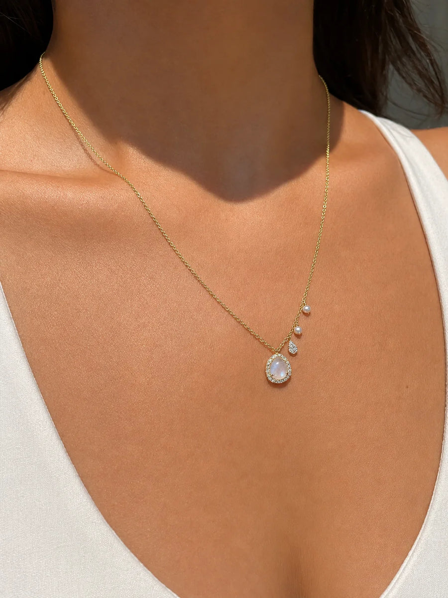 Yellow Gold Moonstone Necklace