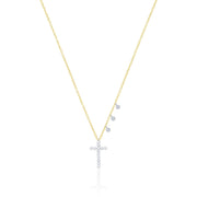 14kt Yellow Gold and Diamond Cross Necklace