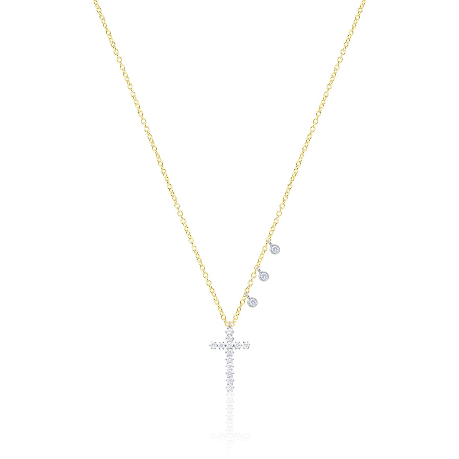 14kt Yellow Gold and Diamond Cross Necklace