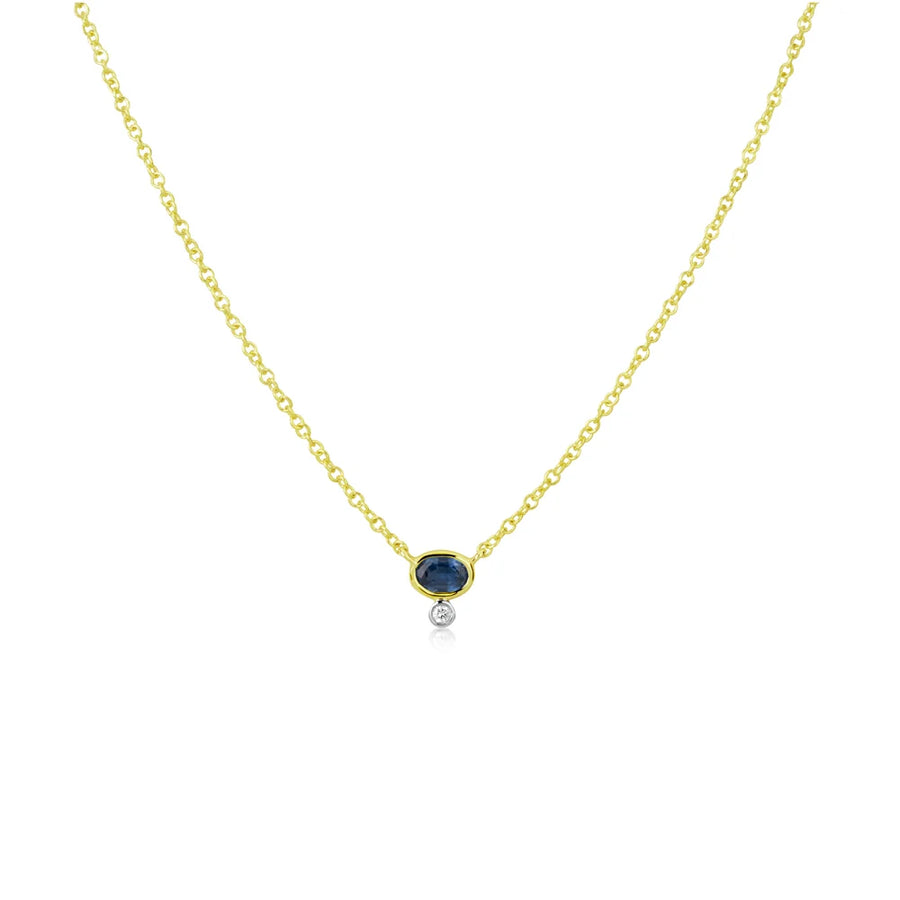 Blue Sapphire and Diamond Necklace