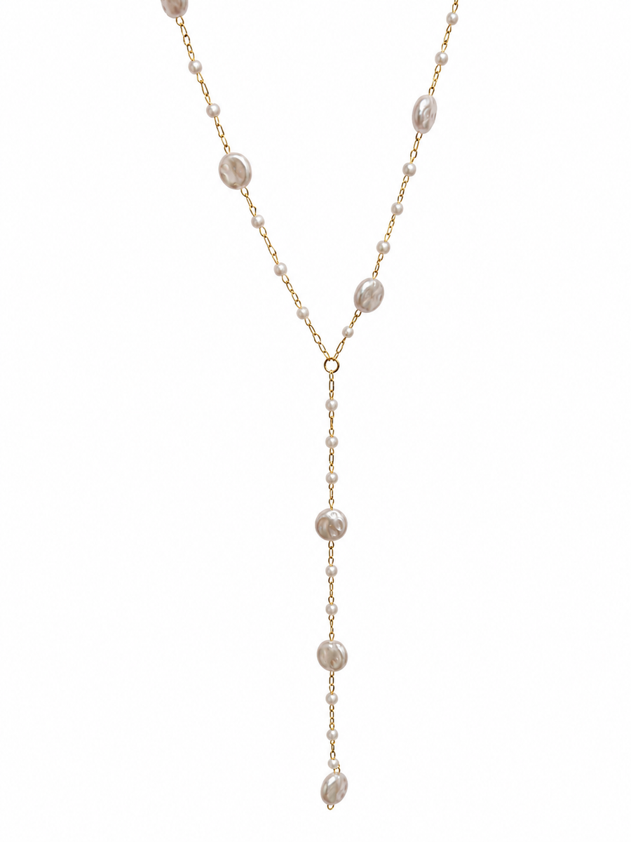 Pearl Cascade Lariat Necklace