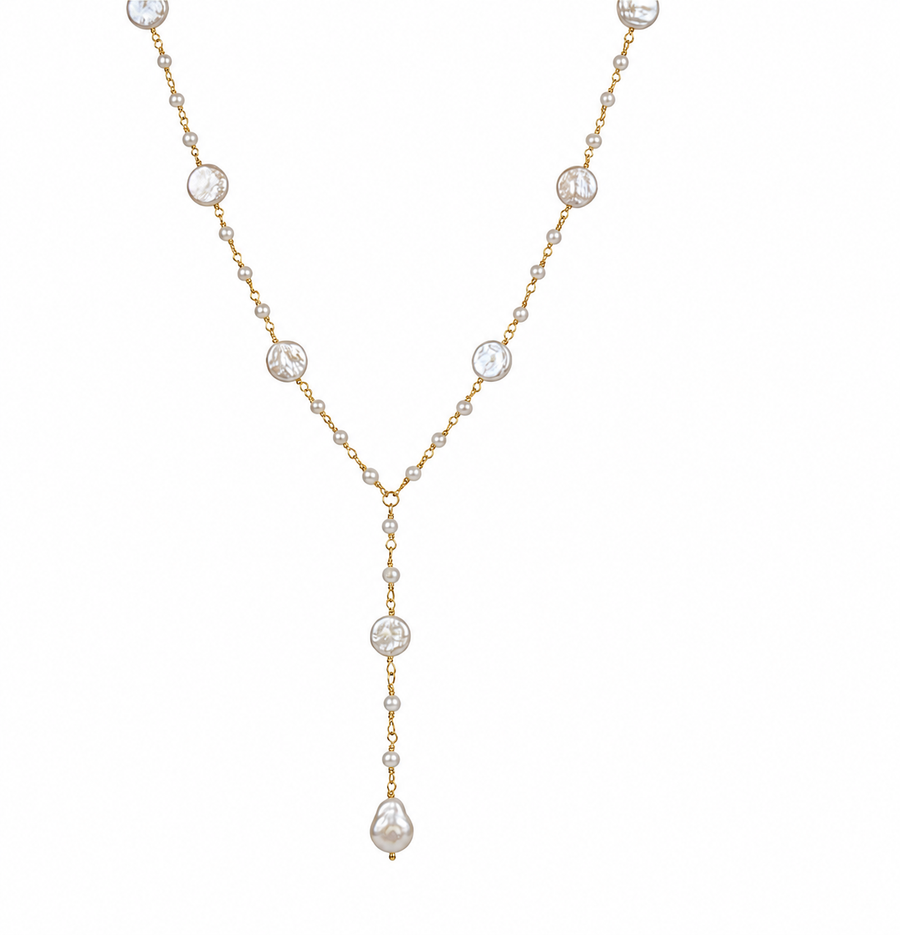 Pearl Cascade Lariat Necklace