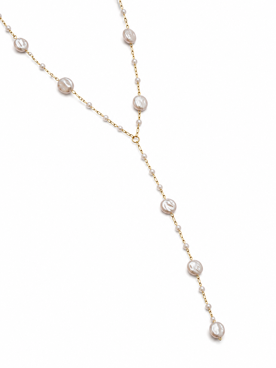 Pearl Cascade Lariat Necklace