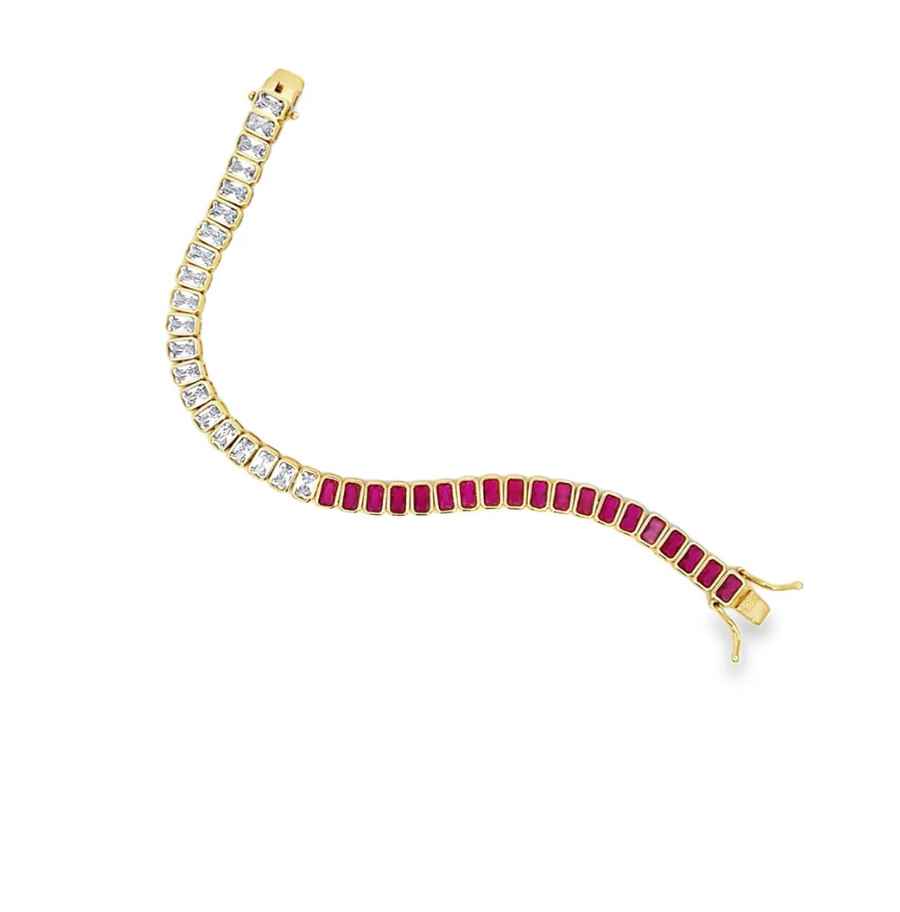 Half Ruby Baguette Tennis Bracelet Bracelet