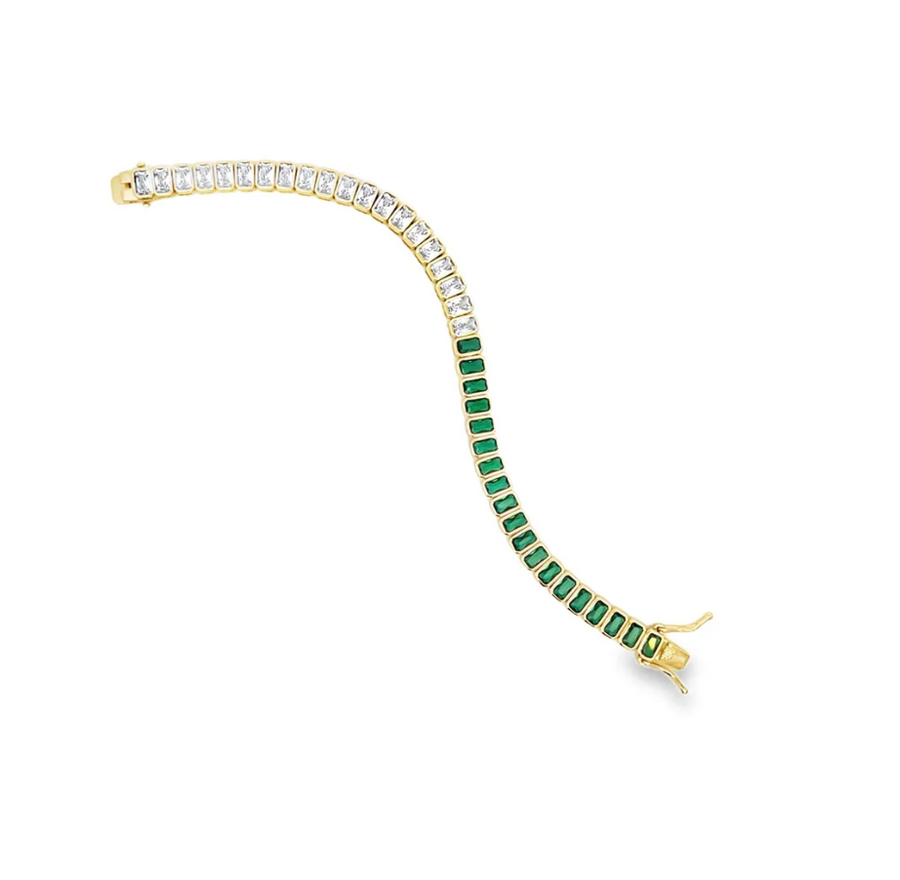 Half Emerald Baguette Tennis Bracelet