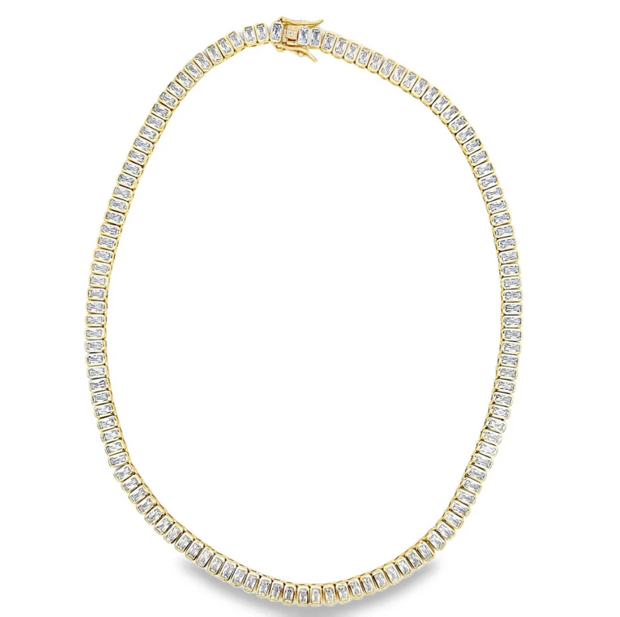 Baguette Bezel Tennis Necklace