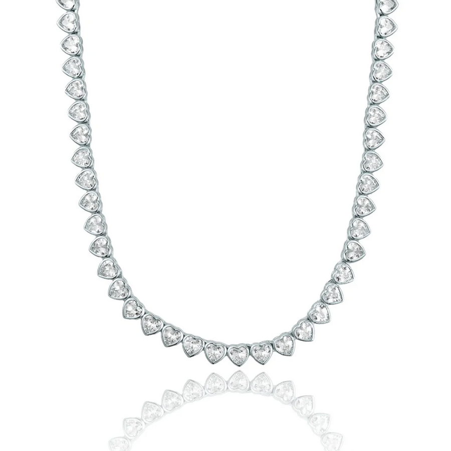 Heart Bezel Tennis Necklace