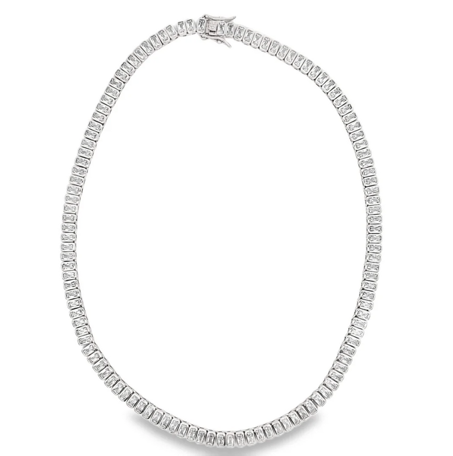 Baguette Bezel Tennis Necklace