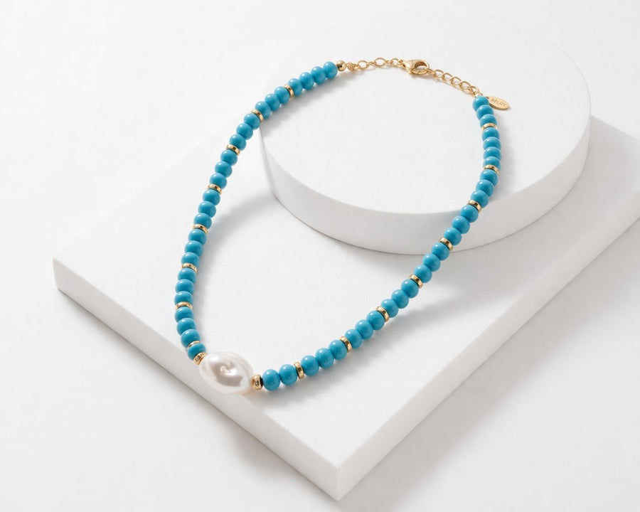 Turquoise Pearl Statement Necklace