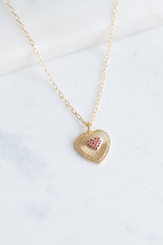 Pink Heart Pendant Necklace
