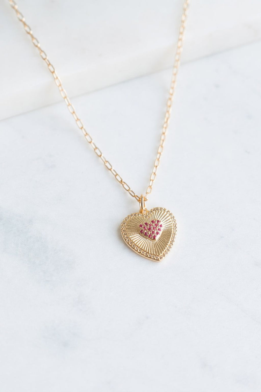 Pink Heart Pendant Necklace