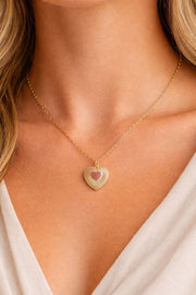 Pink Heart Pendant Necklace