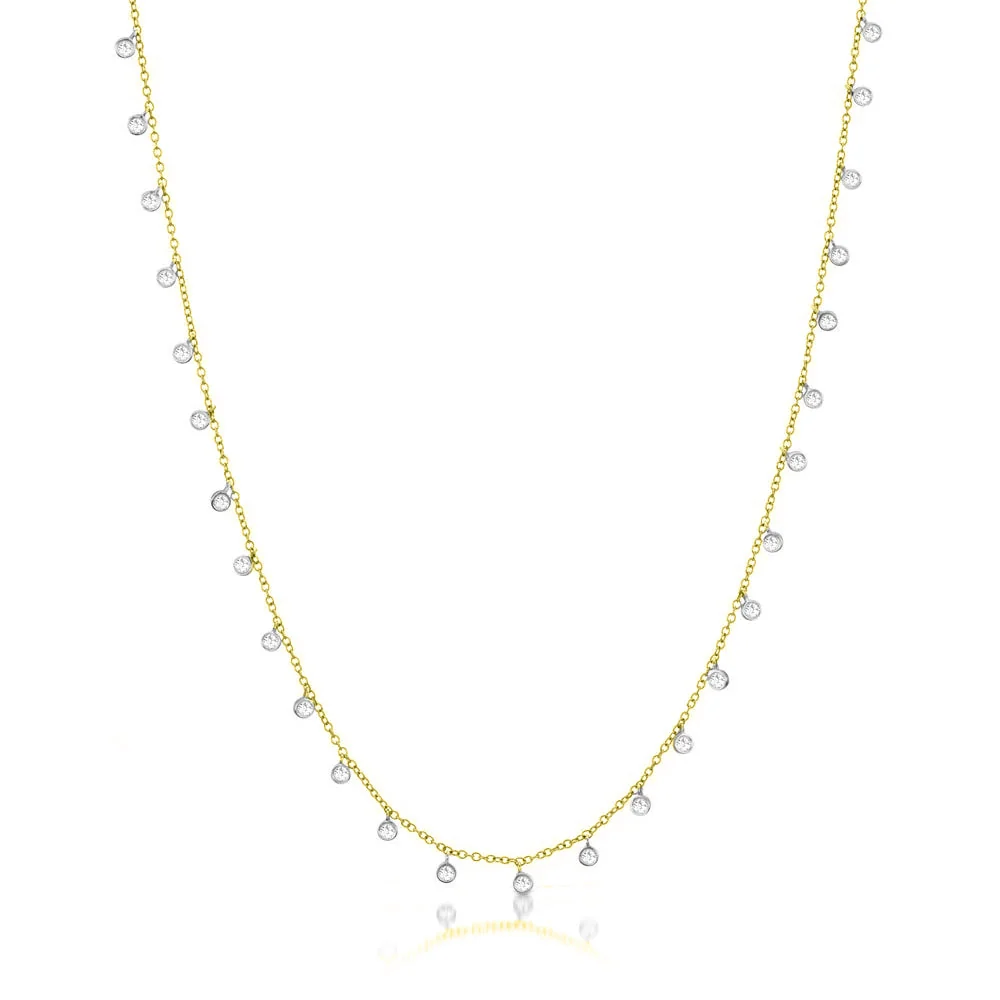 Meira T 14k Two Tone Gold Necklace with Diamond Bezels