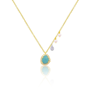 Yellow Gold Turquoise Dainty Necklace