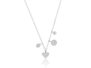 Mini Heart Charm Necklace layered on model