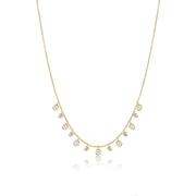 Yellow Gold Opal Layering Necklace on model