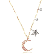 Meira T Essential Moon and Star Diamond Necklace rose gold