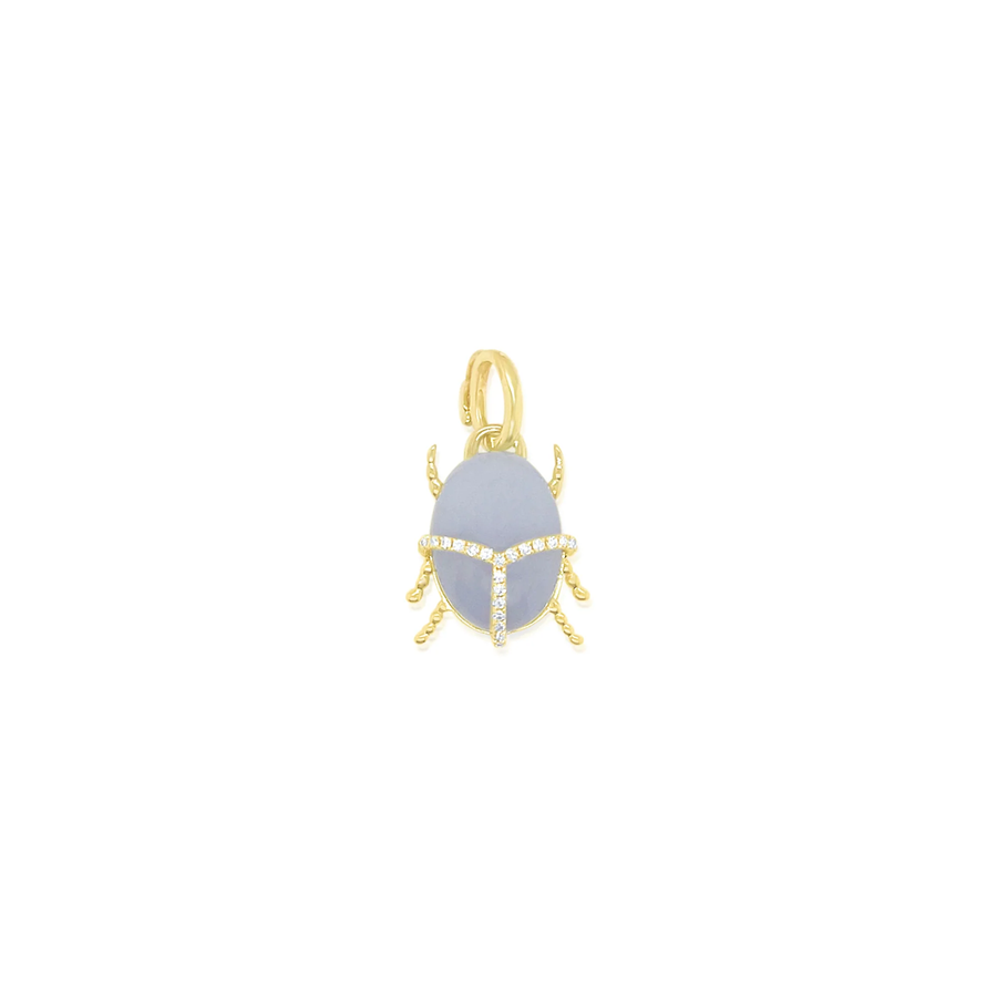 Scarab Chalcedony and Diamond Charm 14kt Gold