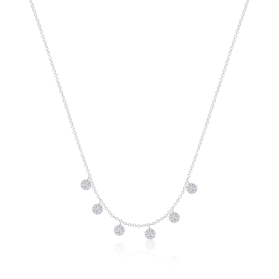 14kt White Gold Circle Charms Diamond Necklace