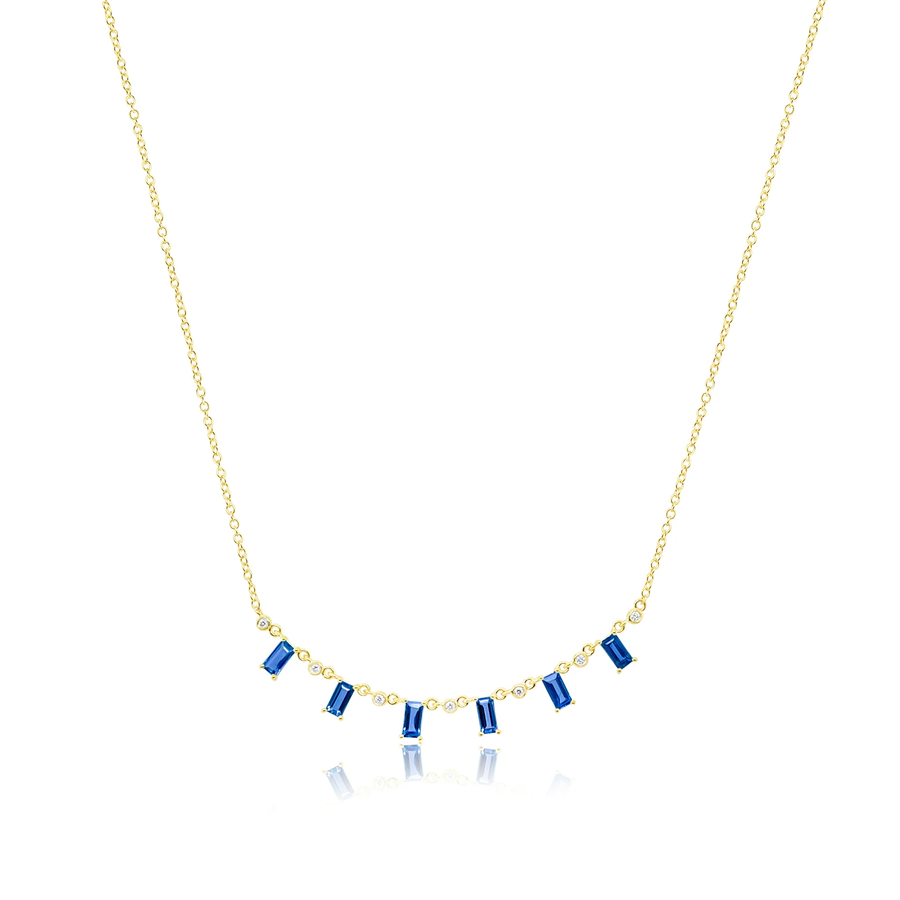 14kt Yellow Gold Blue Sapphire and Diamond Necklace