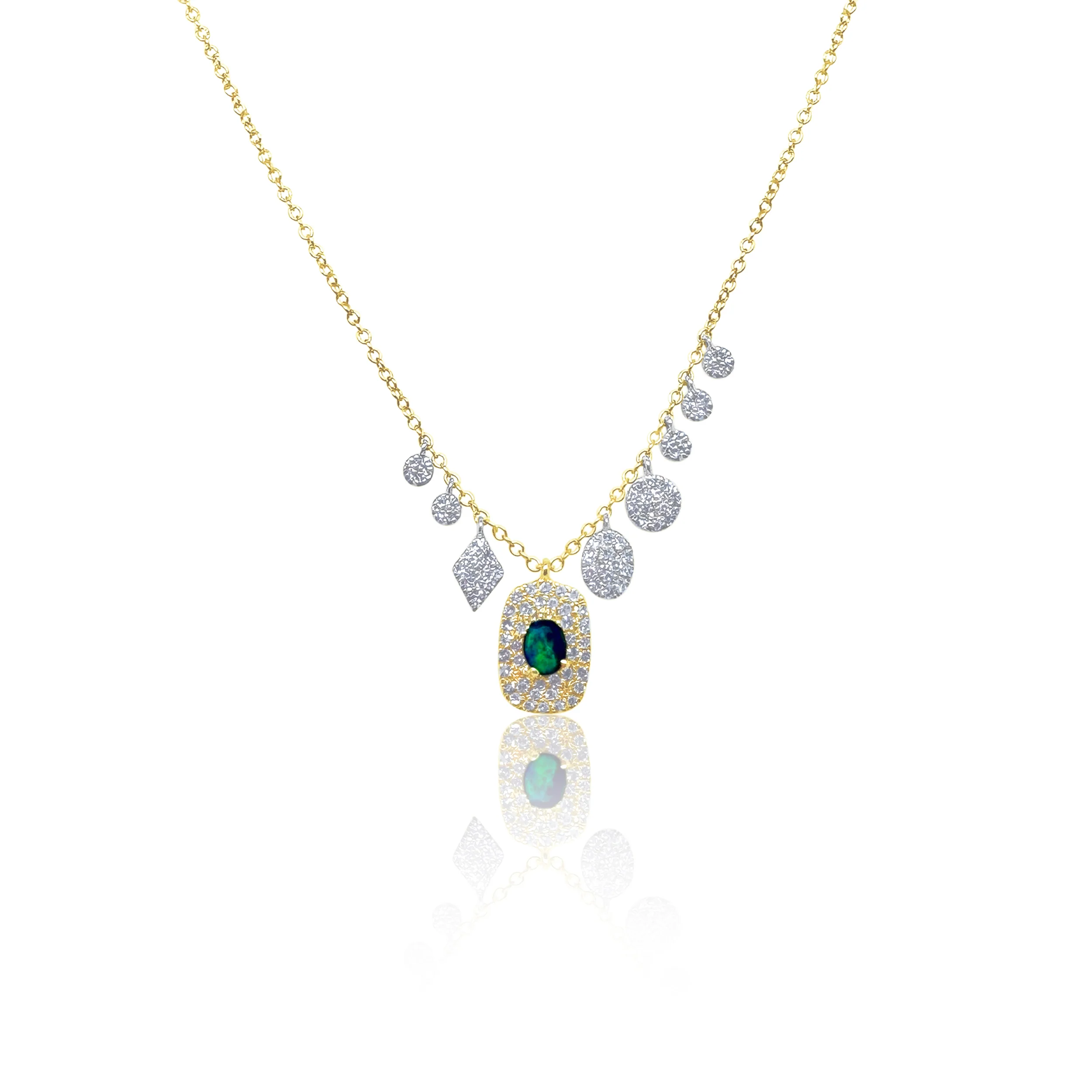 Two Tone Diamond and Opal Necklace