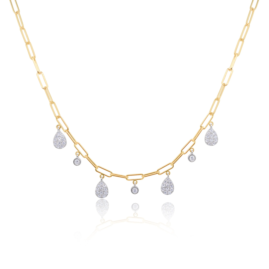Pave Charm Paperclip Necklace