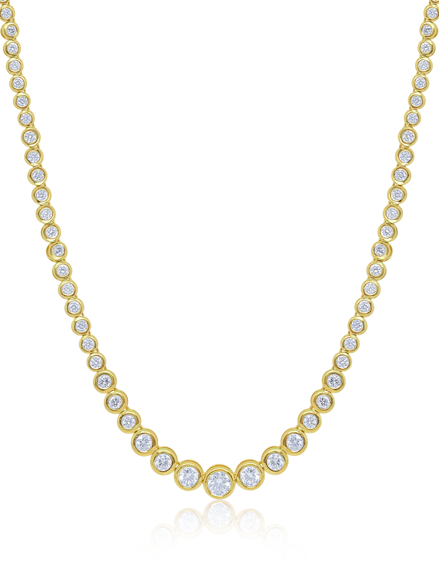 Yellow Gold Bezel Set Tennis Necklace
