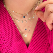 Blue Sapphire and Diamond Necklace in 14k yellow gold