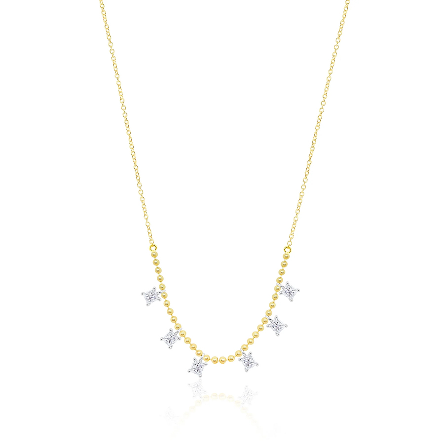 14kt Yellow Gold Six Stone Diamond Layering Necklace