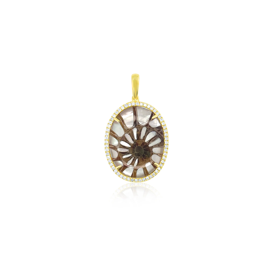 14kt Yellow Gold Ammonite and Diamond Charm