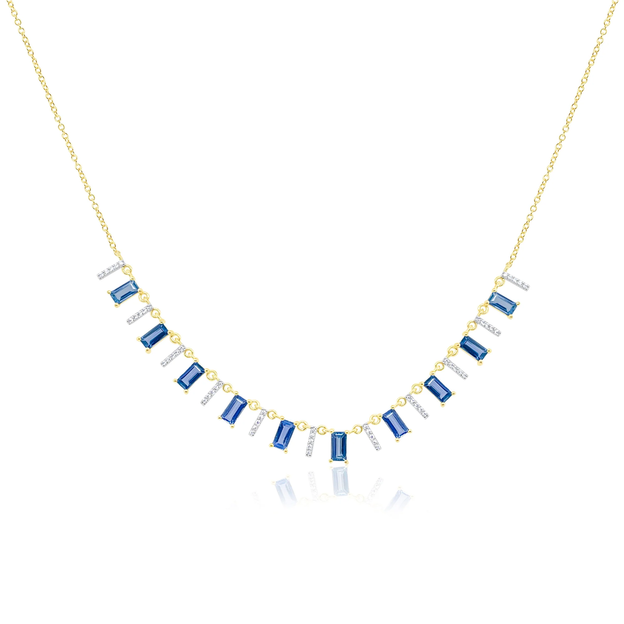 14kt Yellow Gold Sapphire and Diamond Gemstone Necklace