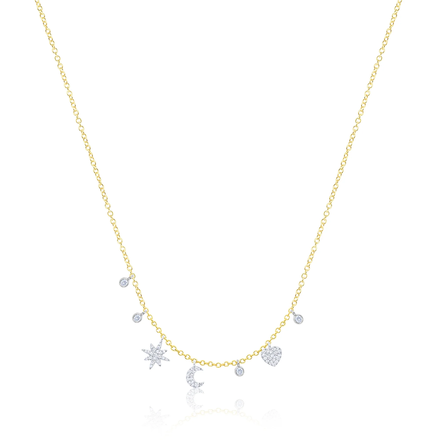 14kt Yellow Gold Star Moon Heart Layering Necklace