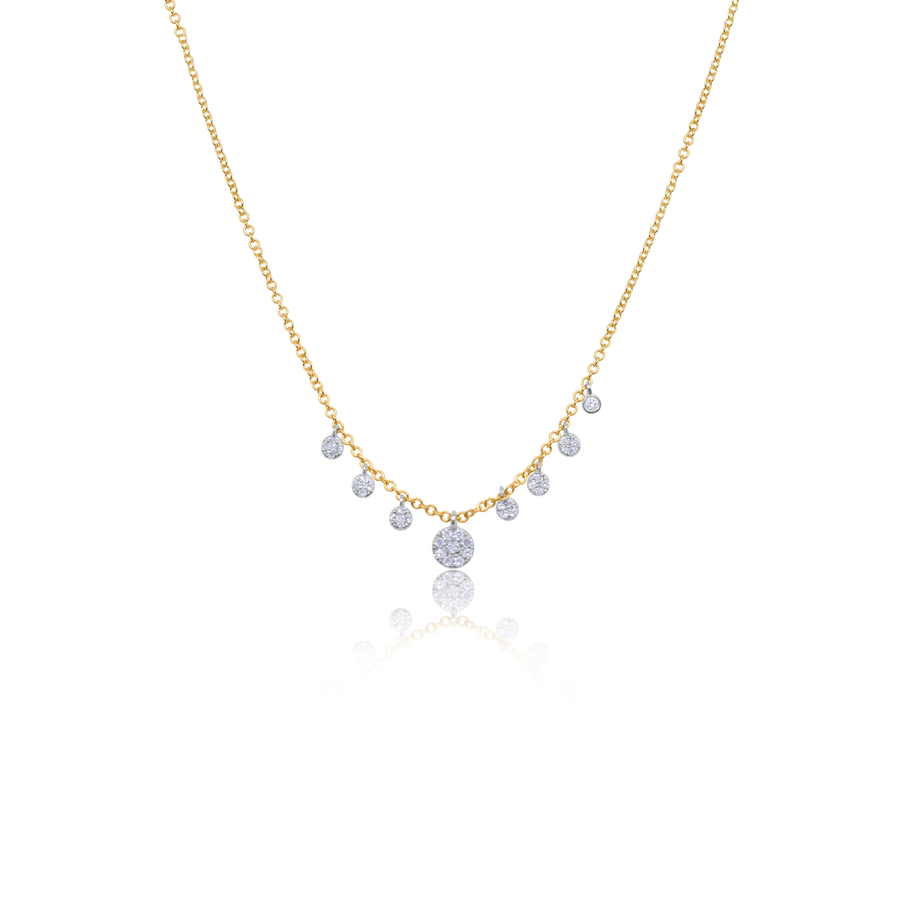 Meira T 14k Yellow Gold Diamond Disk Charm Layering Necklace
