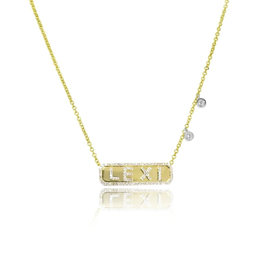 Diamond Name Plate Necklace lifestyle