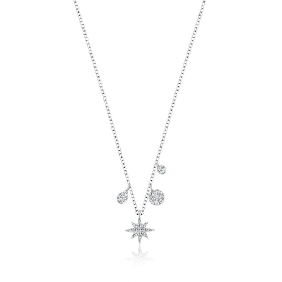 Starburst Diamond Charm Necklace in white gold