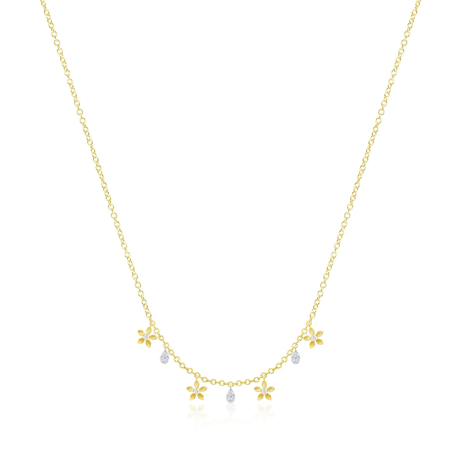 14kt Yellow Gold Flower Diamond Necklace