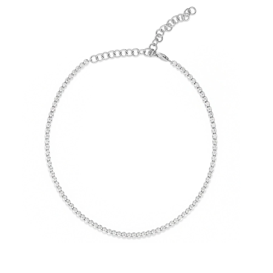 14kt White Gold 1 Carat Diamond Choker Adjustable 16 Inches