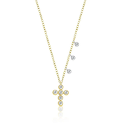 Bezel Set Diamond Cross Necklace in 14k yellow gold