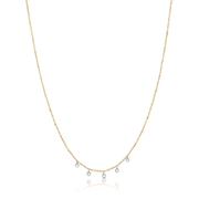 Meira T 14k Rose Gold Necklace with 5 Diamond Bezels