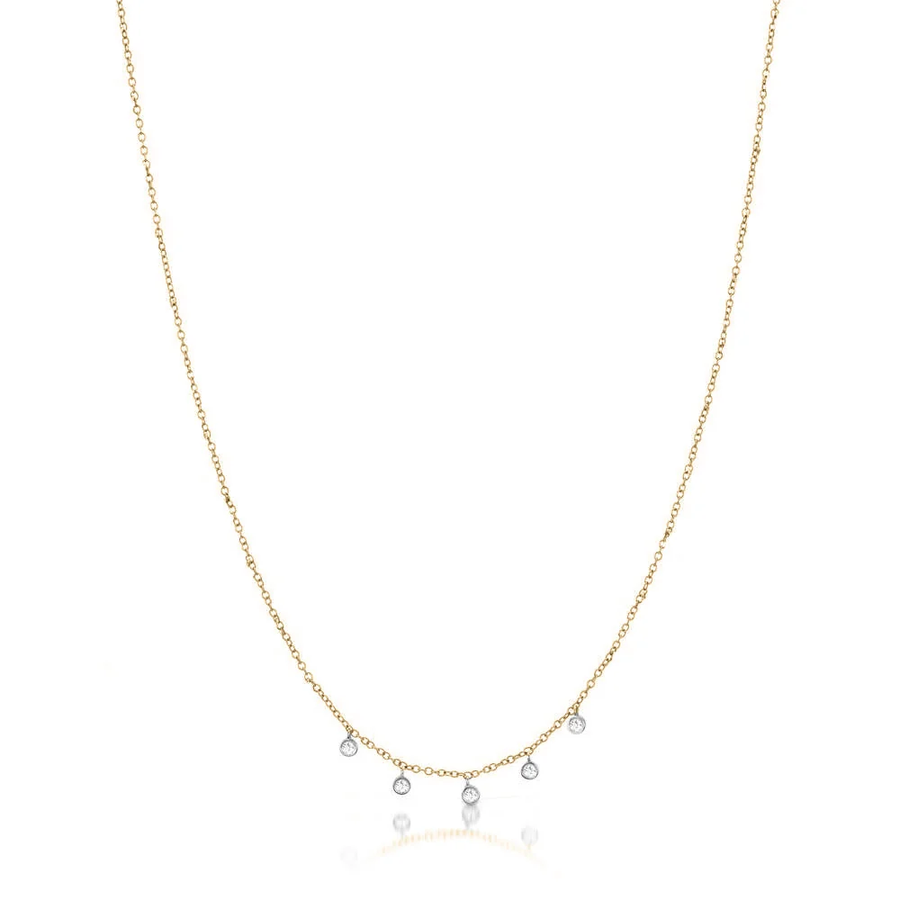 Meira T 14k Rose Gold Necklace with 5 Diamond Bezels