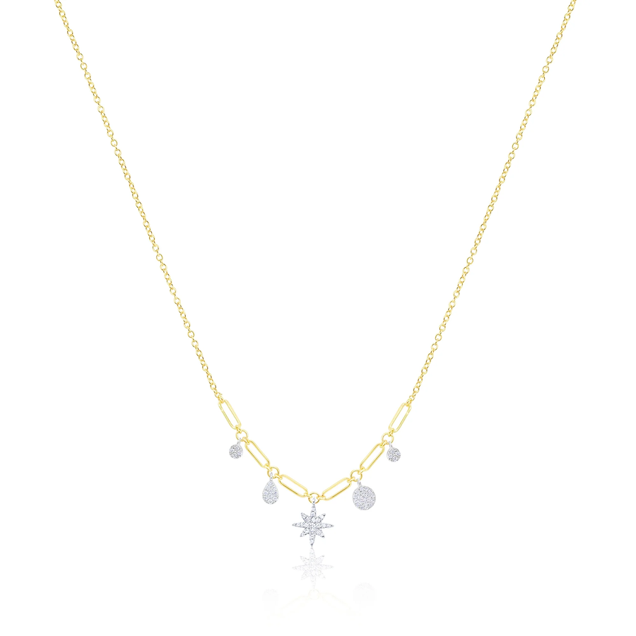 14kt Yellow Gold Diamond Star Necklace