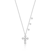 Bezel Set Diamond Cross Necklace in 14k white gold