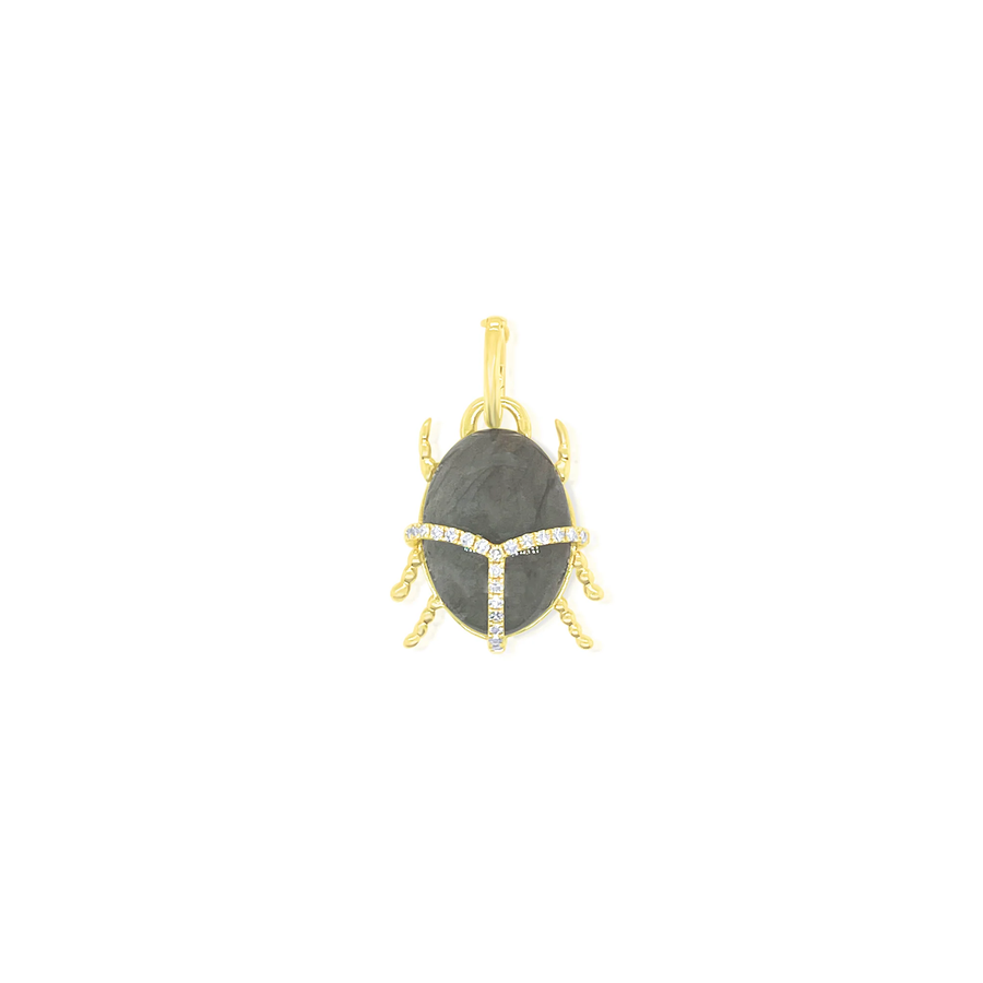 14kt Yellow Gold Labradorite and Diamond Scarab Charm