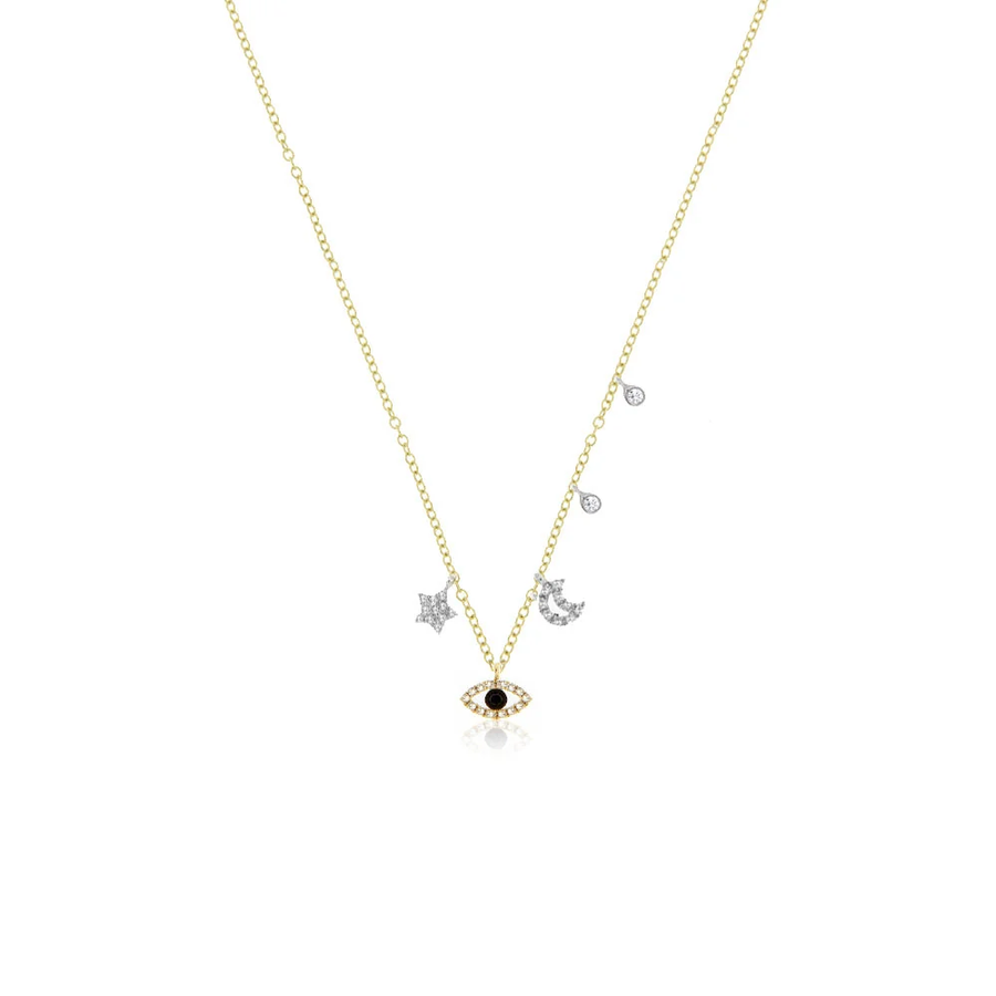 Dainty Moon Star and Eye Charm Necklace