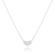 White Gold Diamond Heart and Bezel Necklace